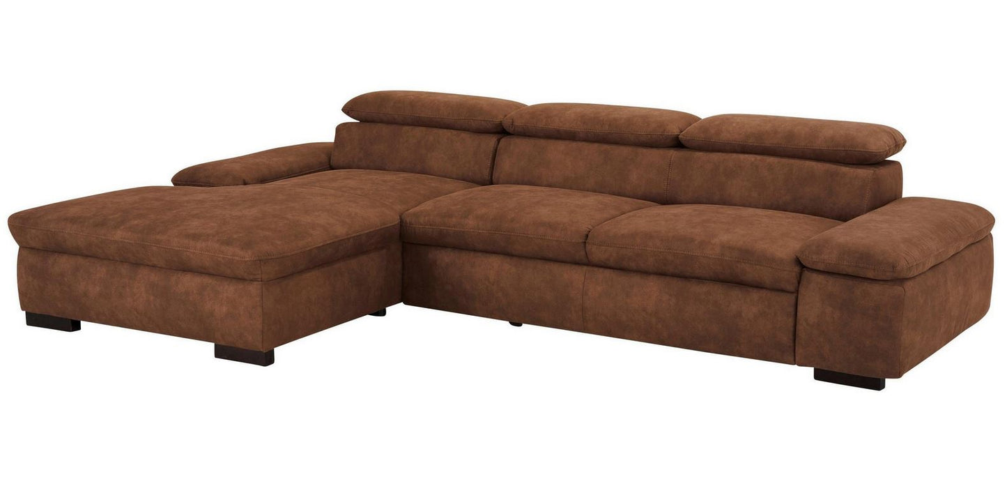Ecksofa 286x174cm Schlaffunktion Microfaser Braun Lederoptik B-Ware