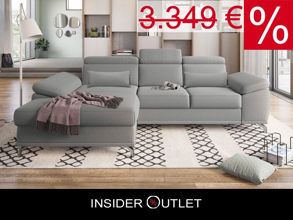 Ecksofa 295x180cm Grau Schlaffunktion Bettkasten Federkern Microfaser B-Ware