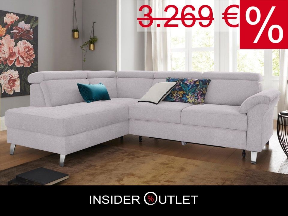 Ecksofa 245x194cm Grau Schlaffunktion Bettkasten Federkern B-Ware