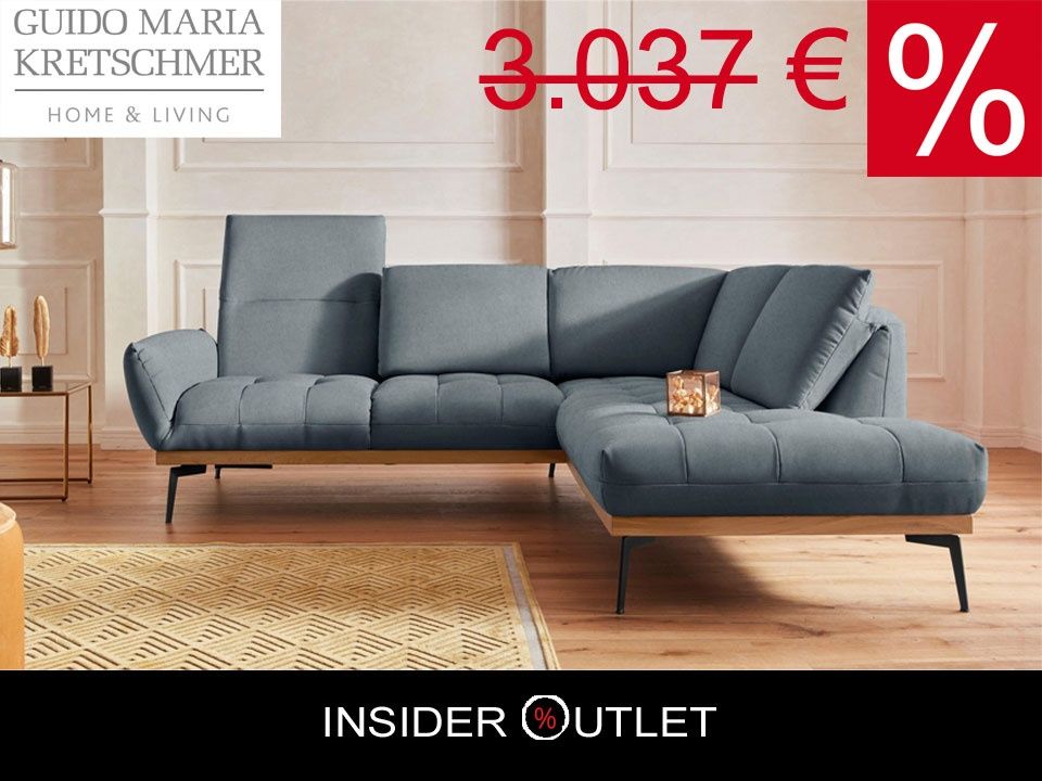 Ecksofa 241x206cm Grau Blau Denim GMK Palic Guido M. Kretschmer B-Ware