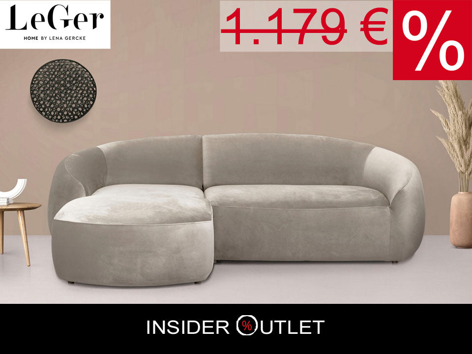 Ecksofa ❤ 255x170 cm Samt Beige LeGer B-Ware
