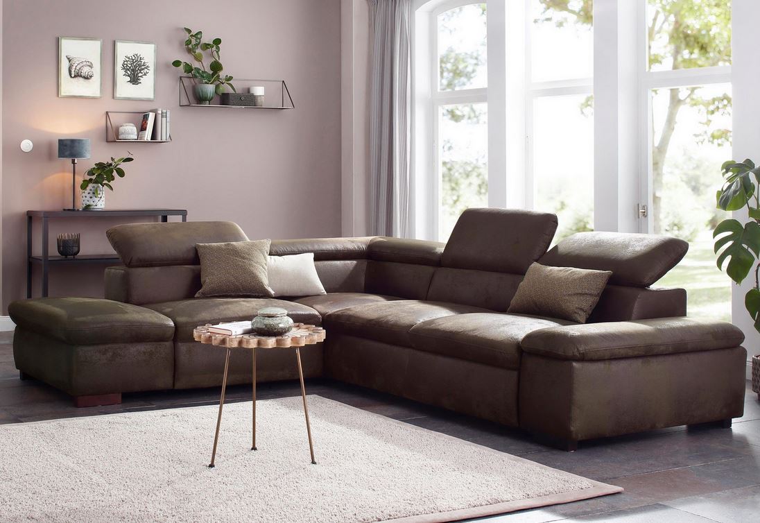 Ecksofa ★ 272x226cm Braun Schlaffunktion Lederoptik Bett B-Ware