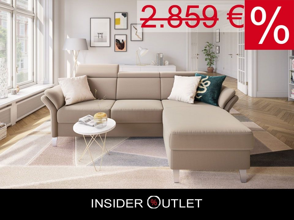Ecksofa ★ 252x165cm Beige Schlaffunktion Bettkasten Federkern B-Ware