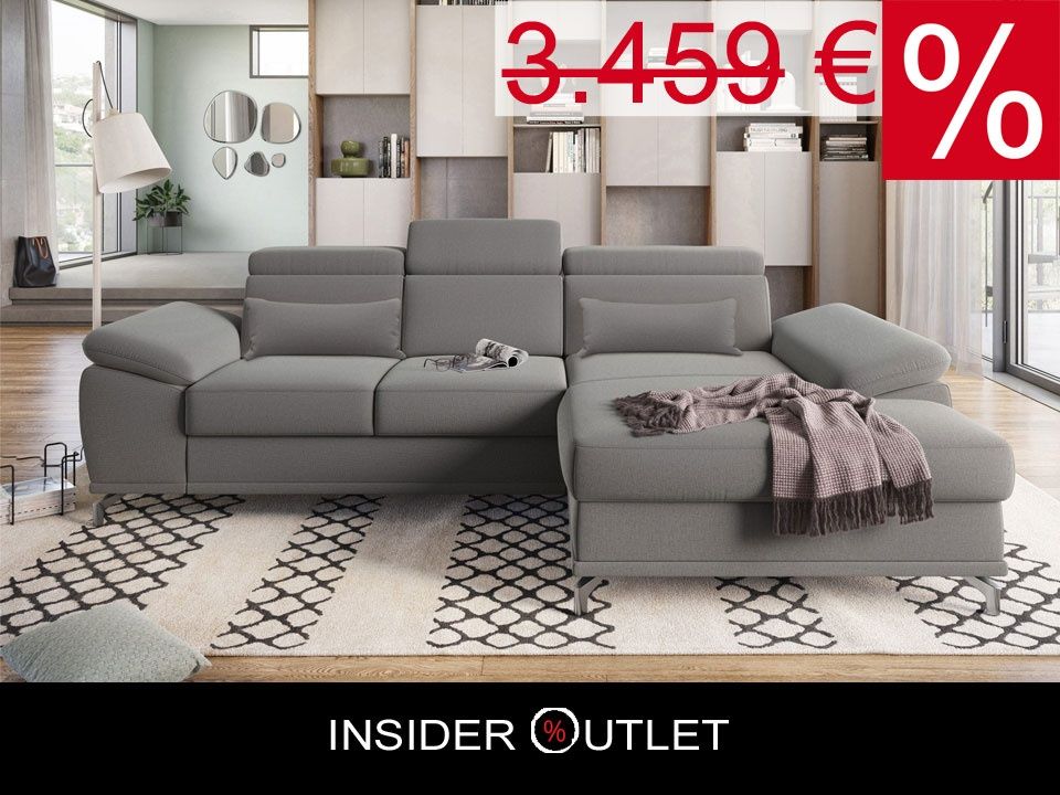Ecksofa 295x180cm Grau Schlaffunktion Bettkasten Federkern B-Ware