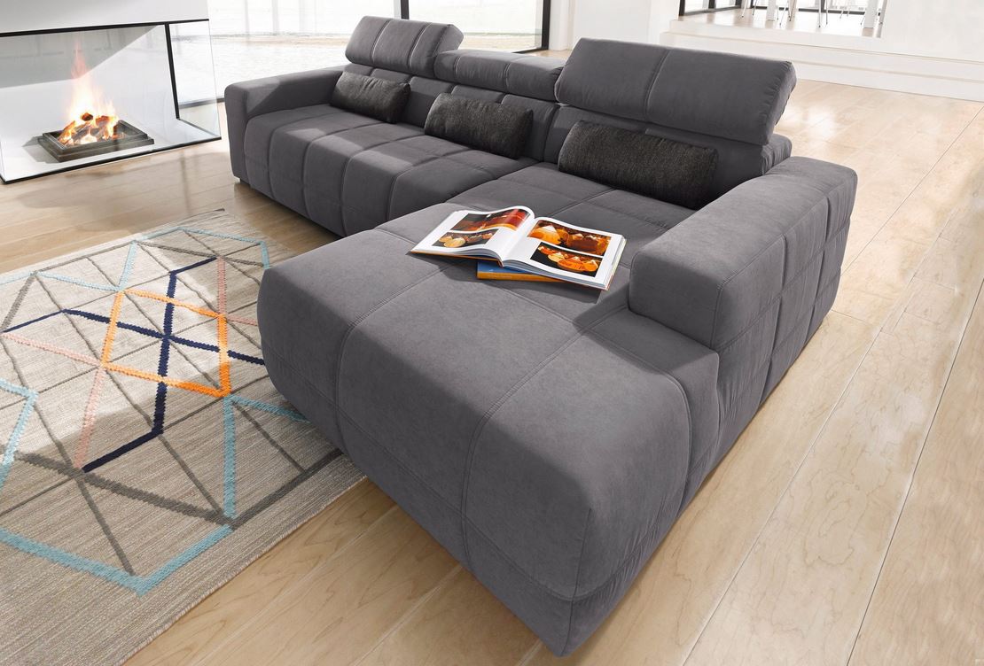 Ecksofa 289x175 cm Grau Luxus Microfaser B-Ware
