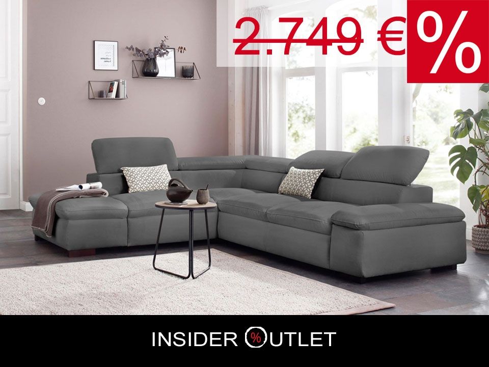 Ecksofa ★ 272x226cm Grau Schlaffunktion Bett Microfaser B-ware