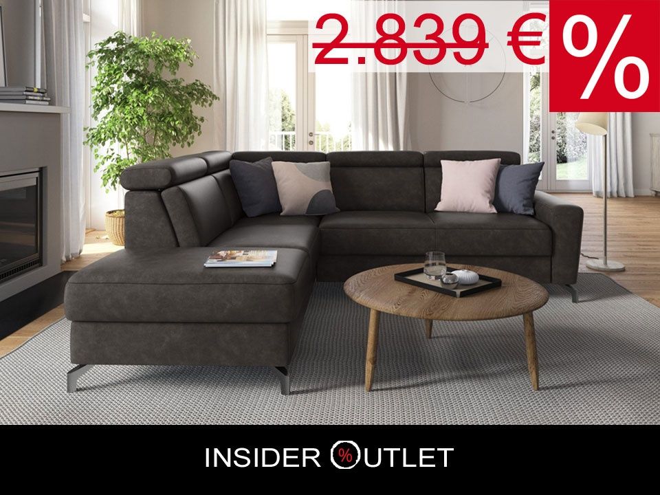 Ecksofa ★ 258x226cm Grau Anthrazit Lederoptik Schwarz B-Ware