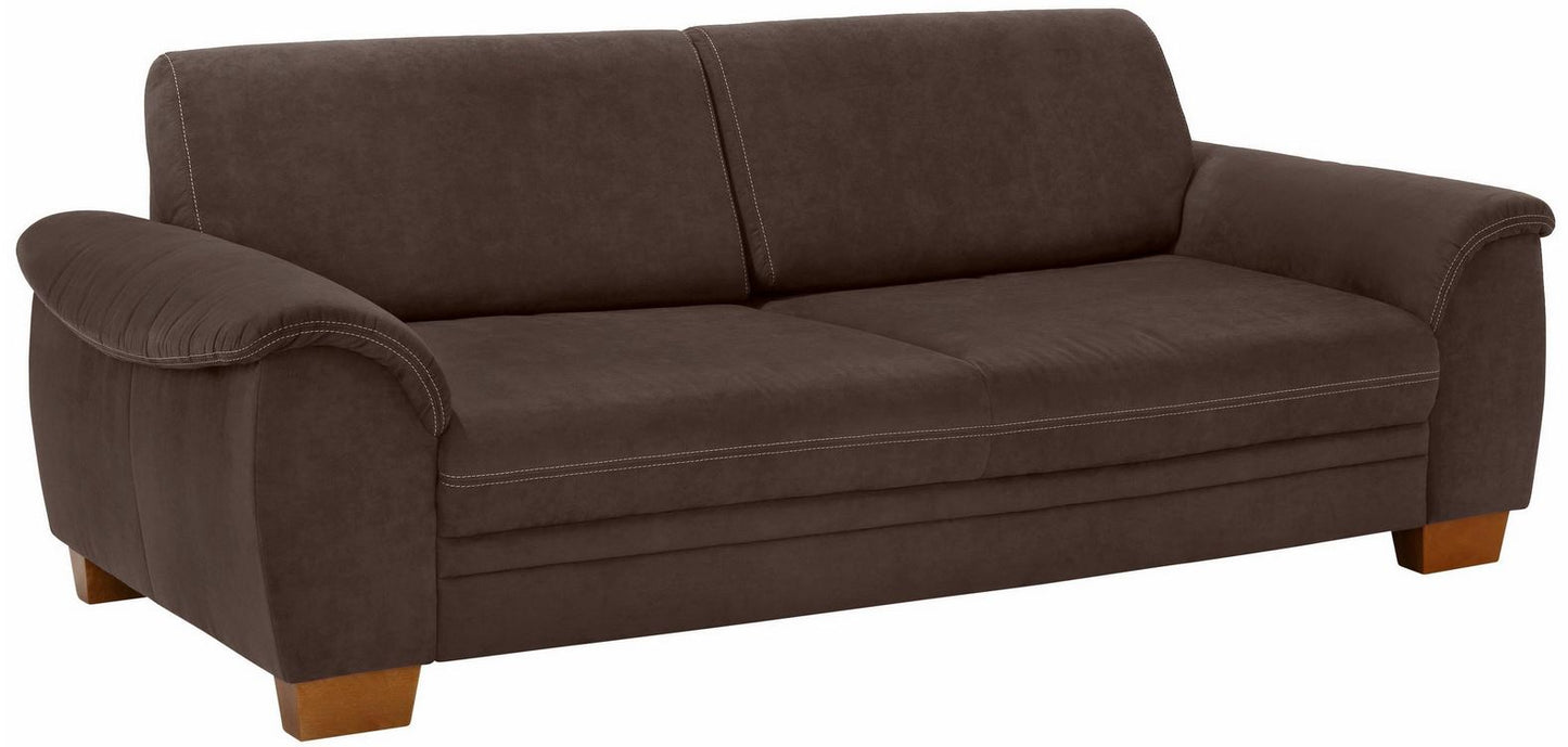 3,5 Sitzer ❤ Sofa Husum 225x106cm Federkern Sitztiefenverstellung in Microfaser Braun.