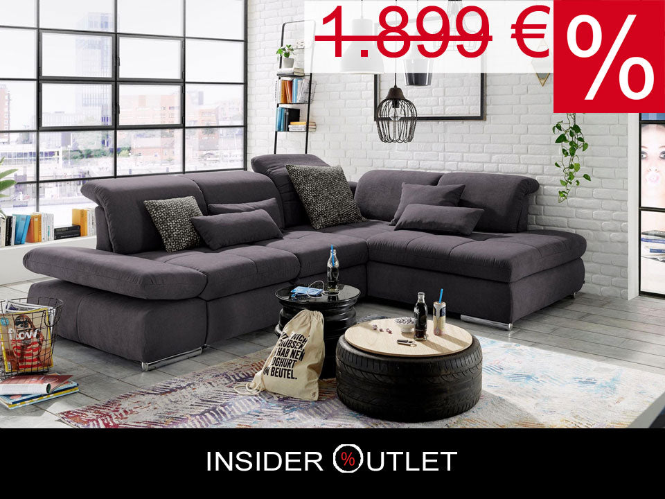 Ecksofa SO4100 set one by Musterring in Fango Grau mit Federkern und Kopfteilvertellung in Luxus-Microfaser stark reduziert im Anbebot jetzt verfügbar.