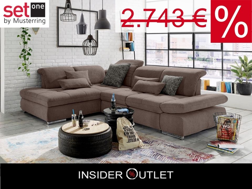 Ecksofa Taupe Federkern, Sitztiefenverstellung, set one by Musterring SO4100 in Luxus-Microfaser Paris jetzt reduziert im Angebot kaufen.