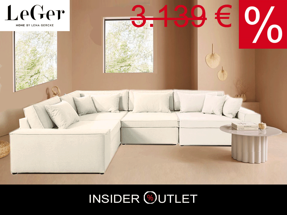 Ecksofa Joreen OTL 360x260 cm Baumwollmix Creme Weiß LeGer Beige B-Ware