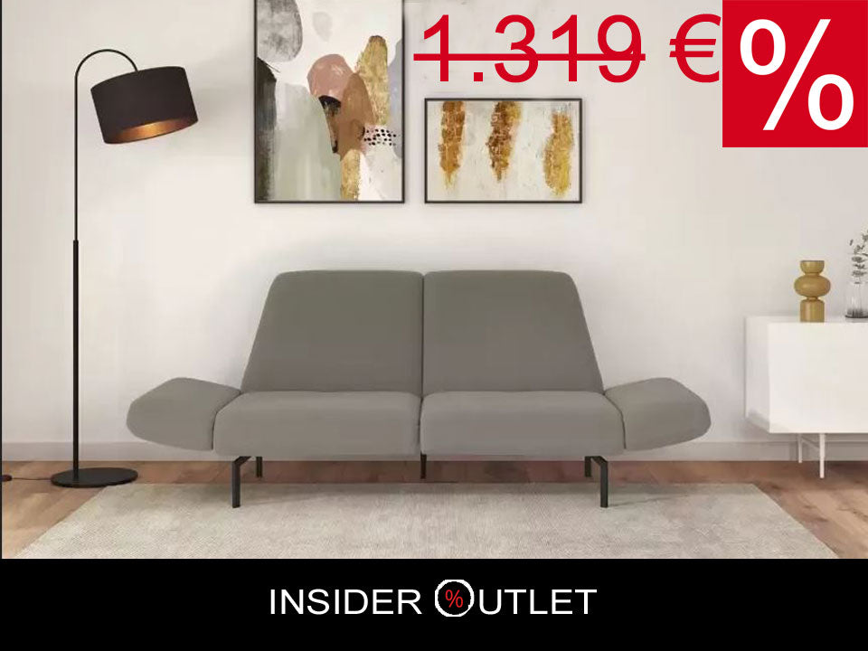 Sofa Avellino dunkelbeige, braun Rückenverstellung, Armteilverstellung im Skandi Design reduziert online kaufen.