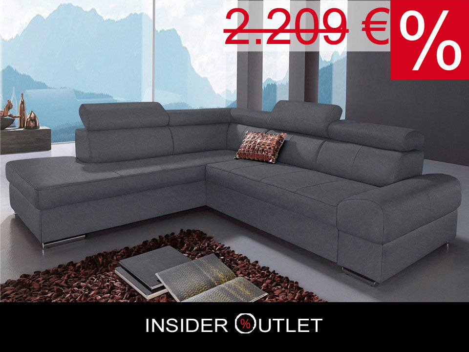 Ecksofa ★ 272x226cm Grau Luxus Microfaser Links B-Ware