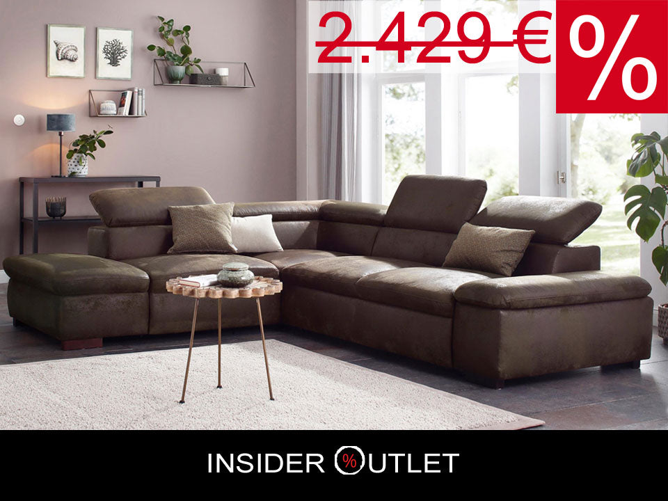 Ecksofa Alberto 272x226 cm in Luxus Microfaser Braun Antiklederoptik B-Ware
