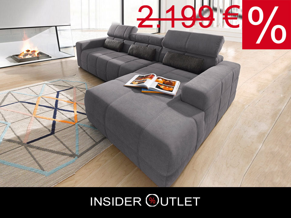 Ecksofa 289x175 cm Grau Luxus Microfaser B-Ware