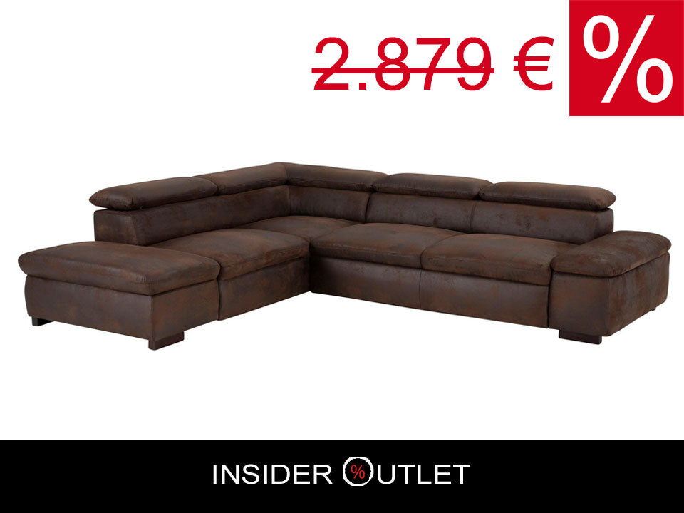 Ecksofa Alberto 272x226 cm in Luxus Microfaser Braun Antiklederoptik B-Ware