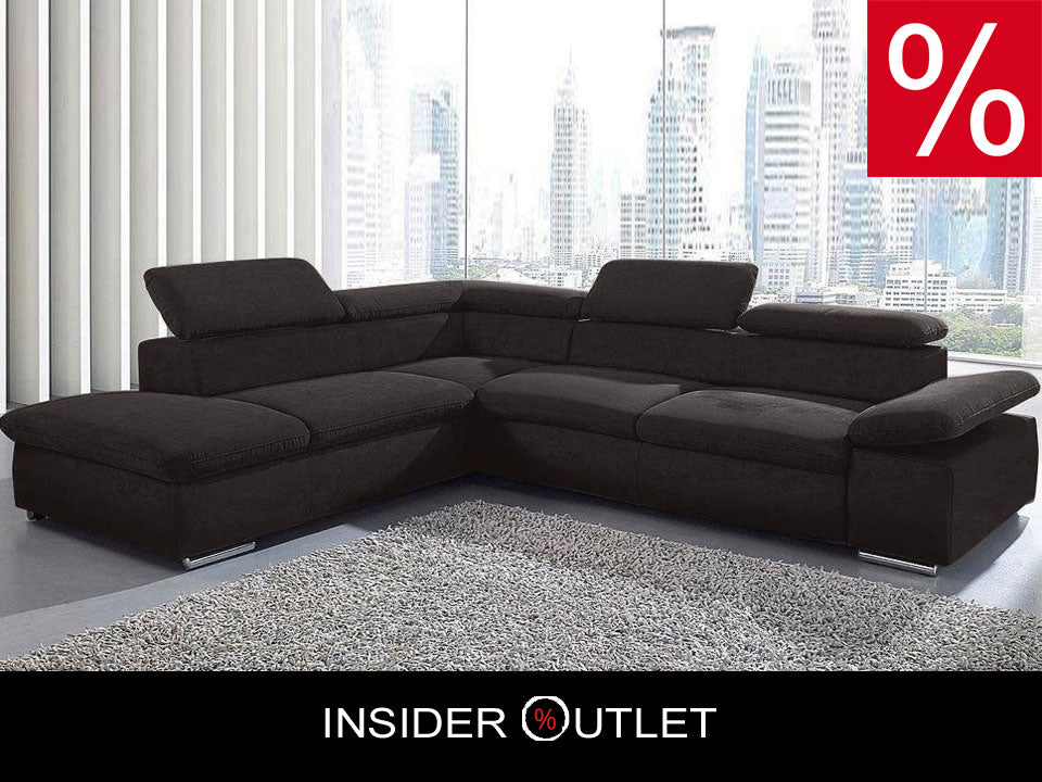 Ecksofa ★ 272x226cm Schwarz Grau Luxus-Microfaser Nubuck Stoff B-Ware