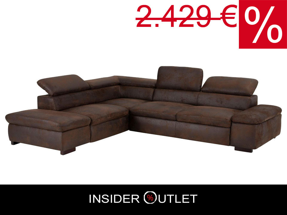 Ecksofa Alberto 272x226 cm in Luxus Microfaser Braun Antiklederoptik B-Ware
