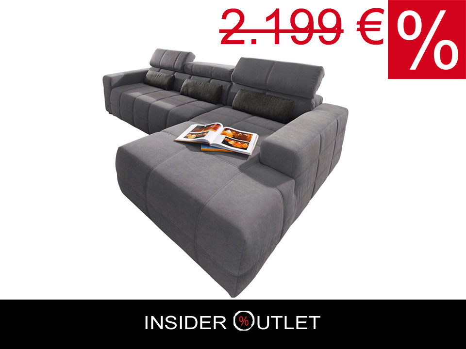 Ecksofa 289x175 cm Grau Luxus Microfaser B-Ware