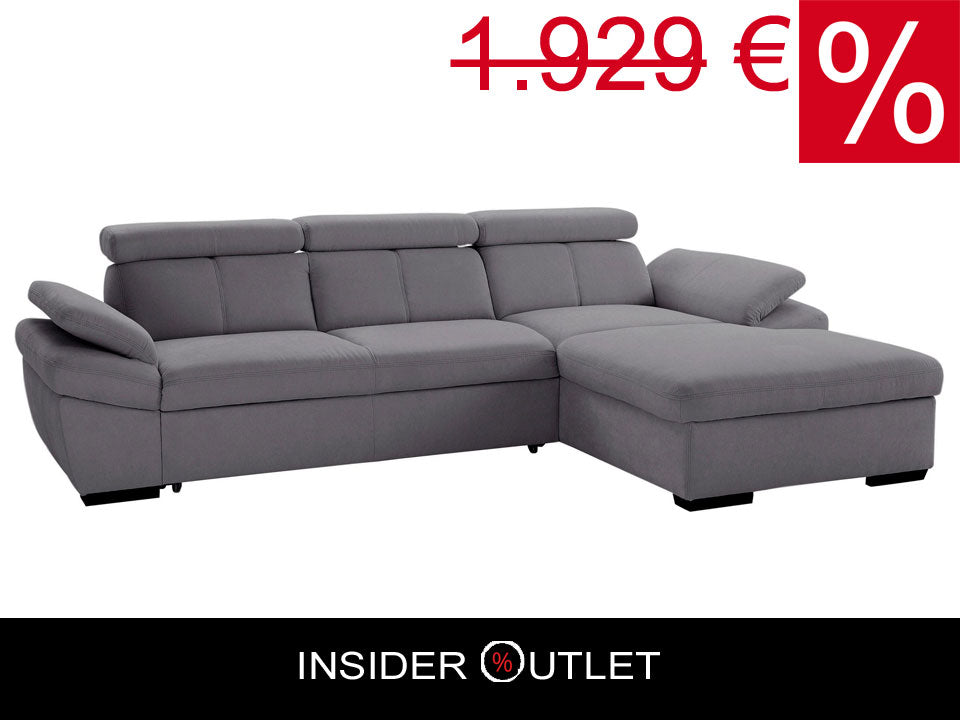 Ecksofa 280x170 cm Grau Luxus-Microfaser Bettfunktion B-Ware