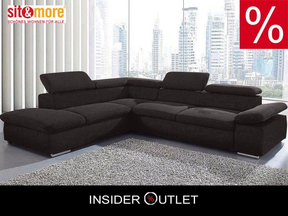 Ecksofa ★ 272x226cm Schwarz Grau Luxus-Microfaser Nubuck Stoff B-Ware