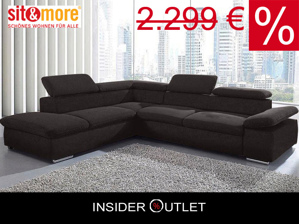 Ecksofa ★ 272x226cm Schwarz Grau Luxus-Microfaser Nubuck Stoff B-Ware