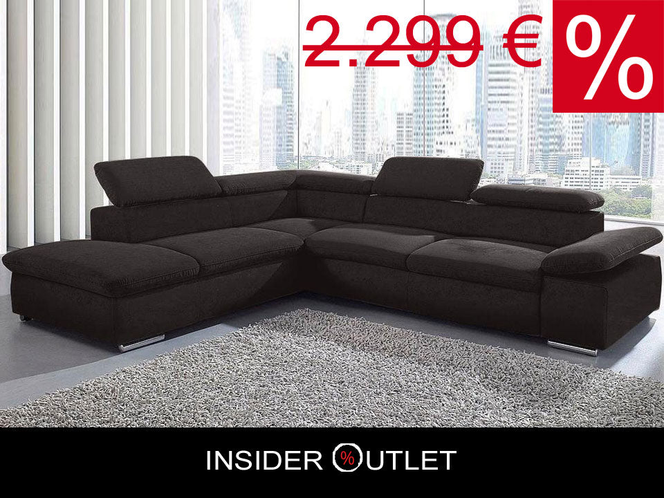 Ecksofa ★ 272x226cm Schwarz Grau Luxus-Microfaser Nubuck Stoff B-Ware