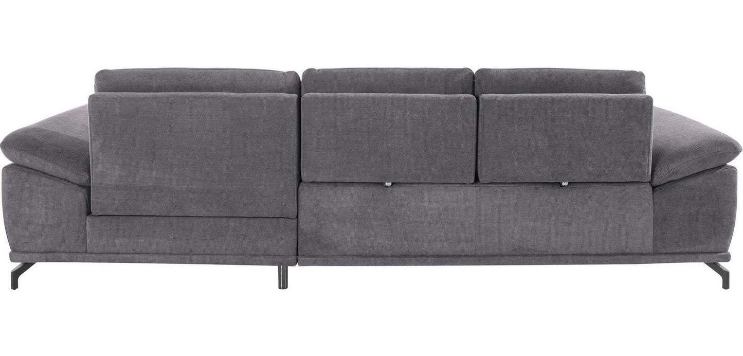 Ecksofa Grau mit Federkern, Sitztiefenverstellung und Armteilverstellung in Luxus-Microfaser Costello, jetzt reduziert im Angebot online bestellen.