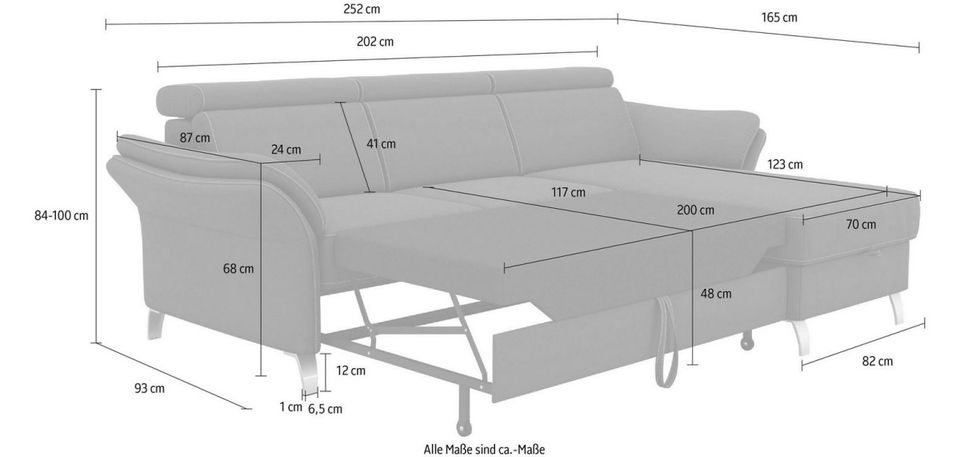 Ecksofa ★ 252x165cm Beige Schlaffunktion Bettkasten Federkern B-Ware
