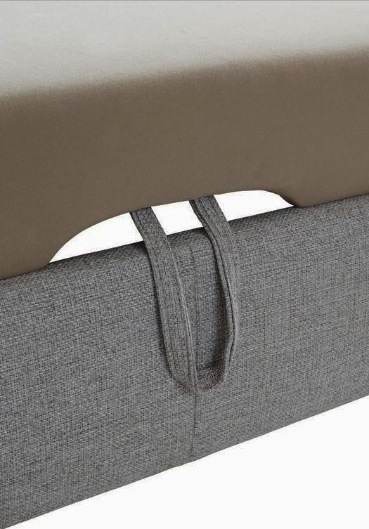Ecksofa in grau mit Schlaffunktion und Bettkasten Sofa Happy, Couch sofort lieferbar.