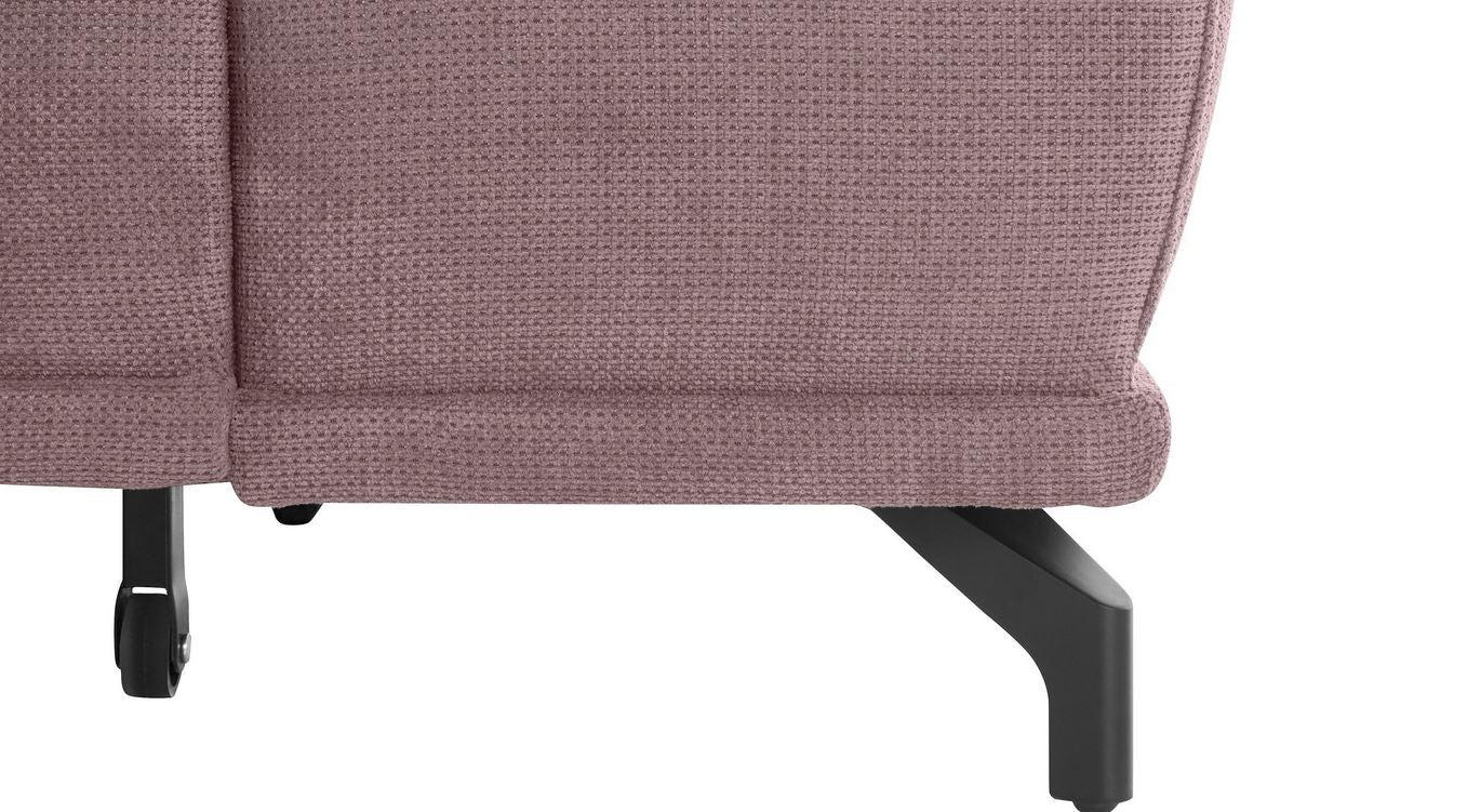Ecksofa Costello mit Schlaffunktion, Bettkasten und Federkern in pflegeleichtem Rosa Fliede Microfaser Struktur flausch.