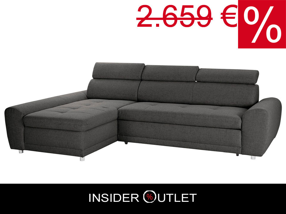 Ecksofa Grau mit Bettfunktion Federkern Riva, jetzt reduziert, online bestellen.
