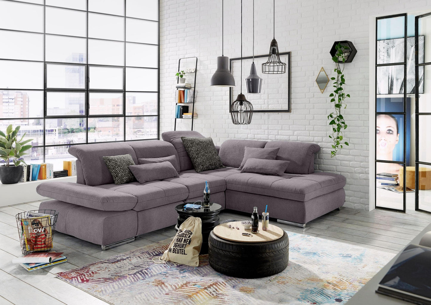 Ecksofa Musterring 4100 Grau mit Schlaffunktion, Federkern, Sitztiefenverstellung in pflegeleichtem Luxus-Microfaser Bezug reduziert im Angebot kaufen.