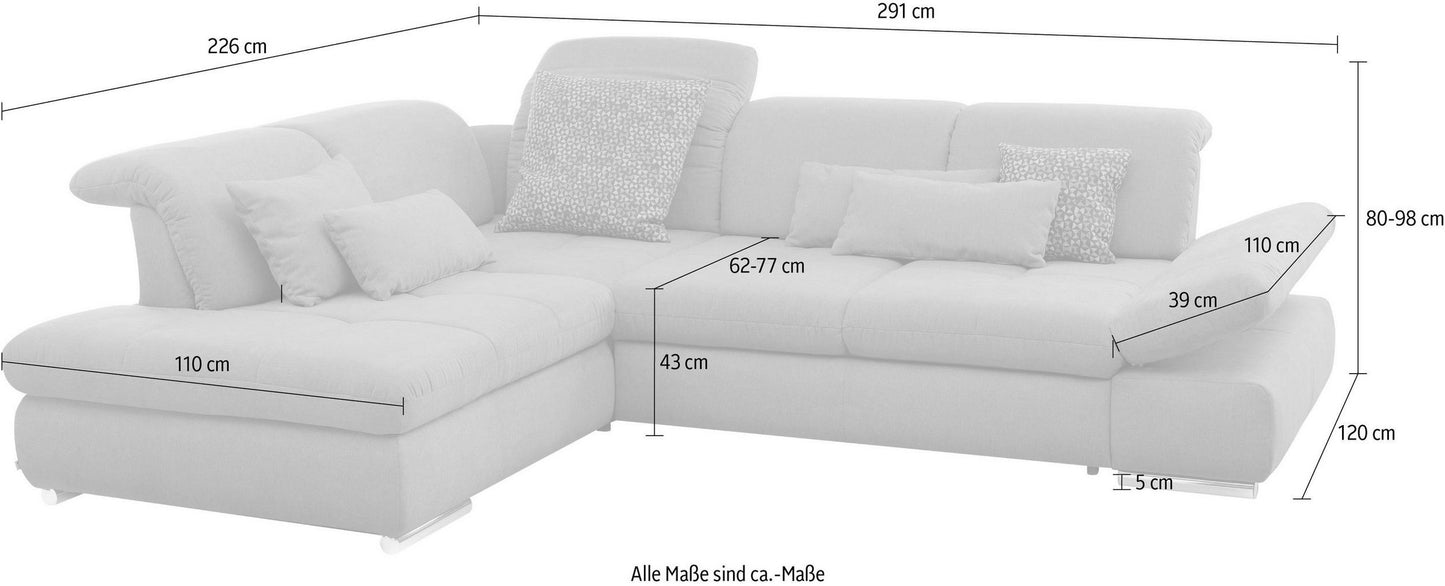 Ecksofa Taupe Federkern, Sitztiefenverstellung, set one by Musterring SO4100 in Luxus-Microfaser Paris Taupe.