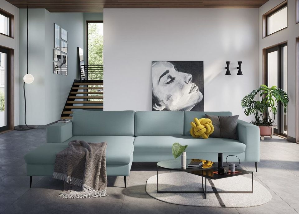 Ecksofa 274x230 cm Mint Blau B-Ware