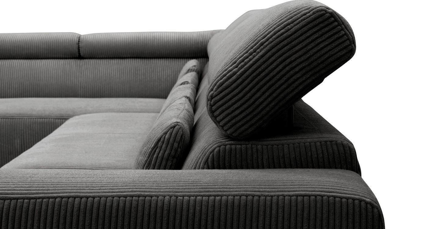 Wohnlandschaft Cord Grau U-Form Cordsofa 359x228 cm B-Ware