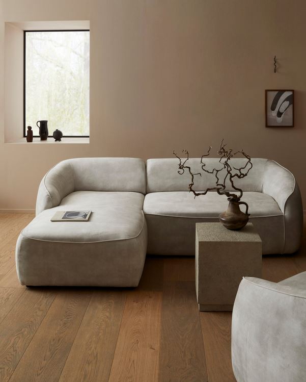 Ecksofa ❤ 255x170 cm Samt Beige LeGer B-Ware