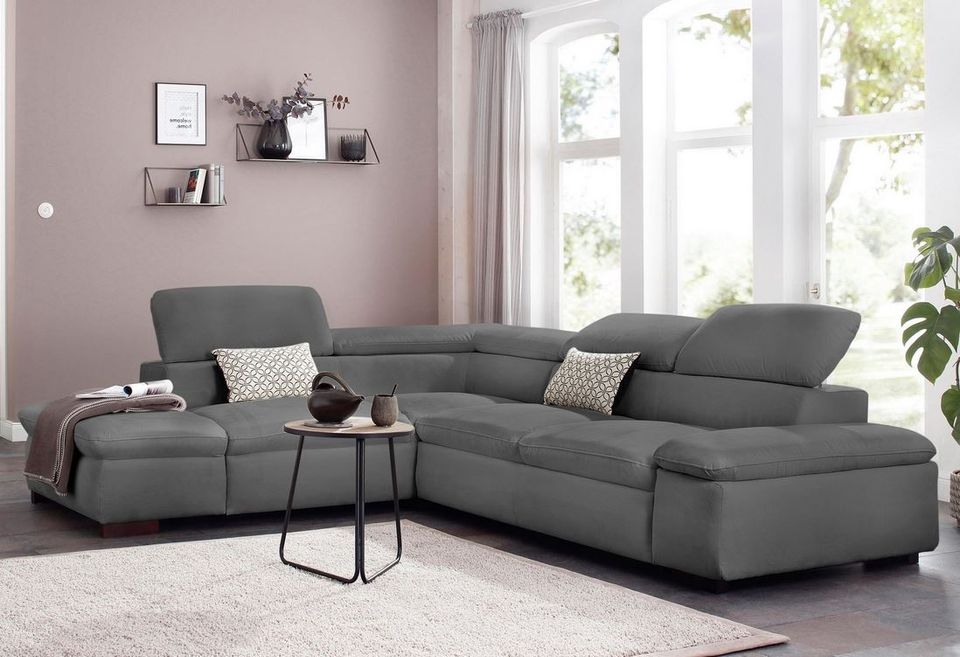 Ecksofa ★ 272x226cm Grau Schlaffunktion Bett Microfaser B-ware