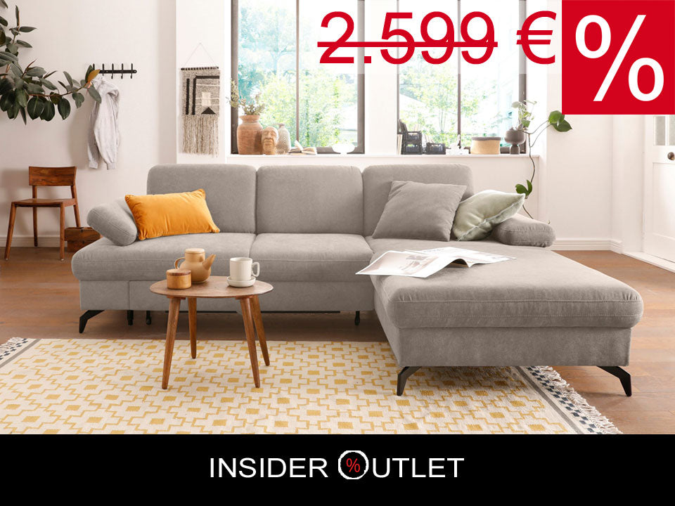 Ecksofa 247x171cm Taupe Beige Schlaffunktion PUR-Schaum Skandi Design B-Ware