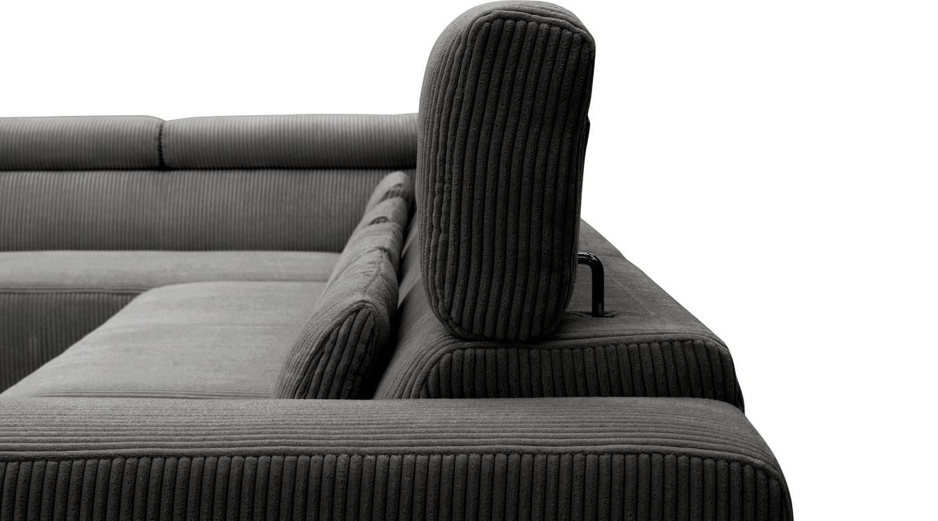 Wohnlandschaft Cord Grau U-Form Cordsofa 359x228 cm B-Ware
