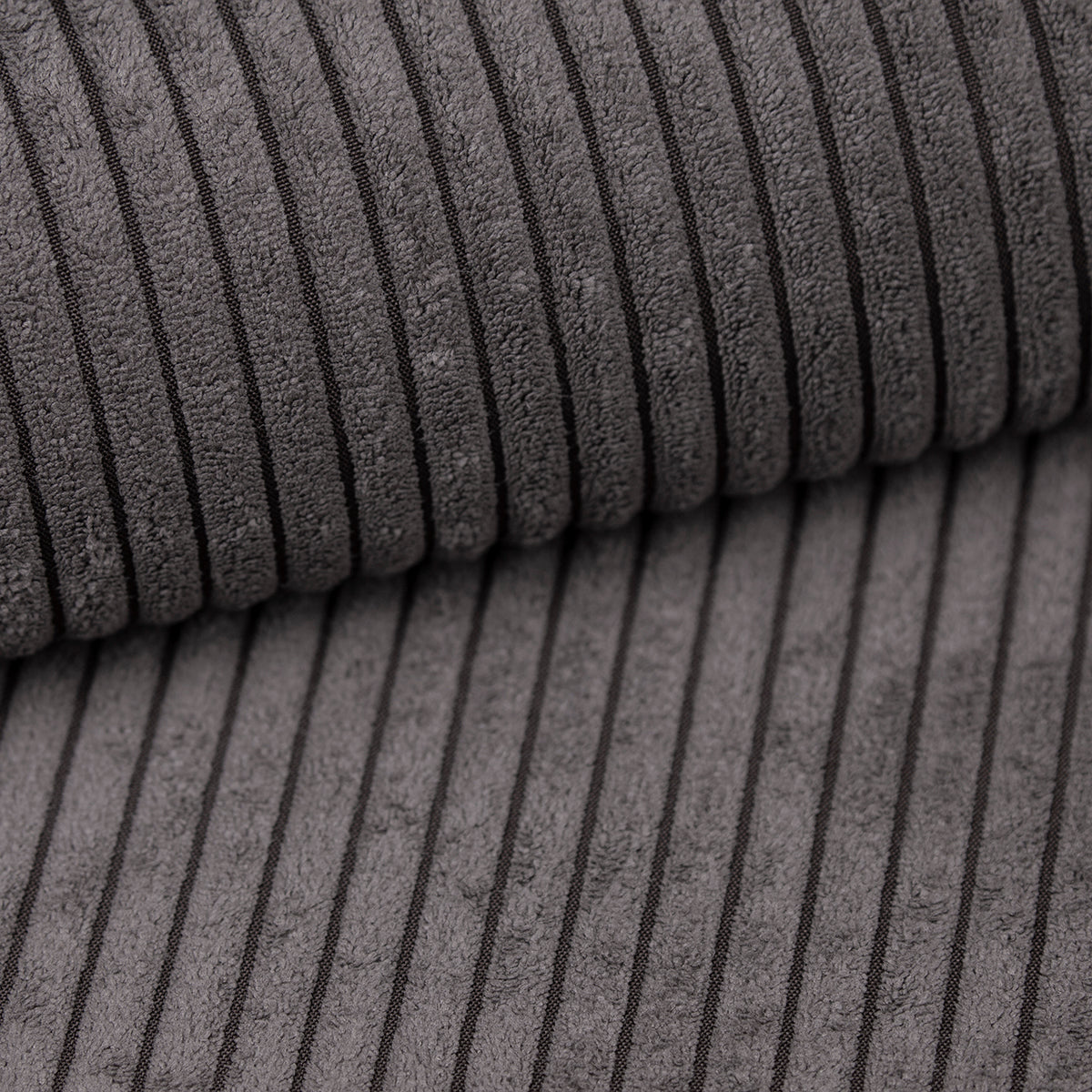Ecksofa Moric Cord Grau mit Schlaffunktion und Armteilverstellung, Cordsofa, Cordschlafsofa, Couch grau.