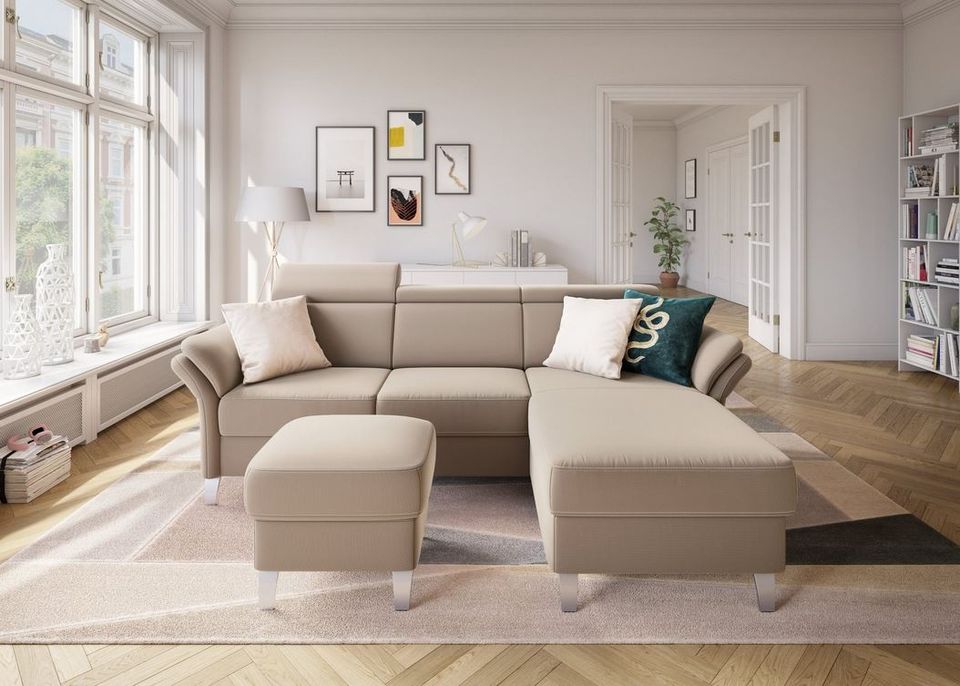 Ecksofa ★ 252x165cm Beige Schlaffunktion Bettkasten Federkern B-Ware