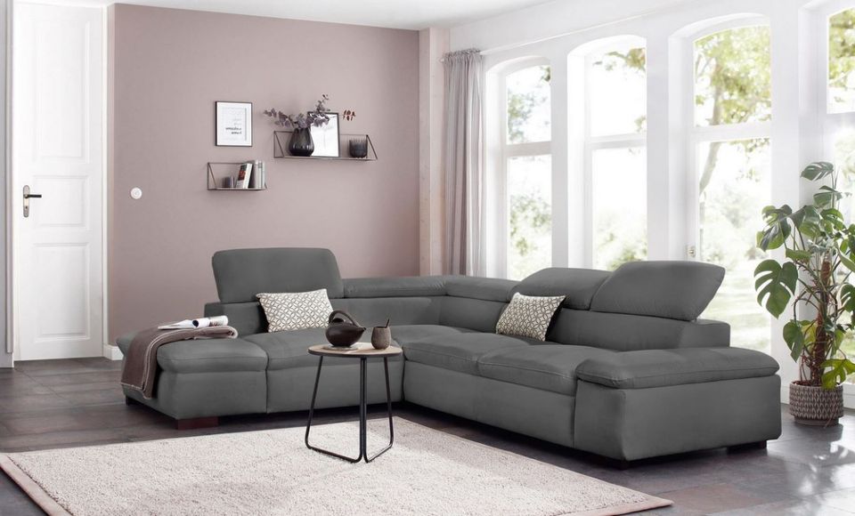 Ecksofa ★ 272x226cm Grau Schlaffunktion Bett Microfaser B-ware
