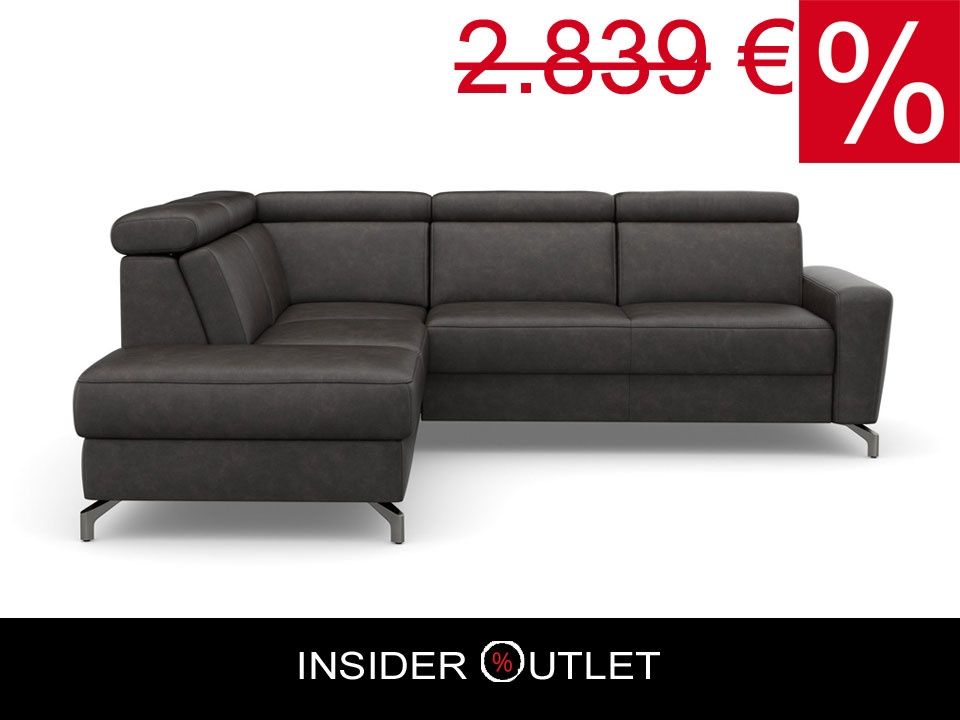Ecksofa ★ 258x226cm Grau Anthrazit Lederoptik Schwarz B-Ware