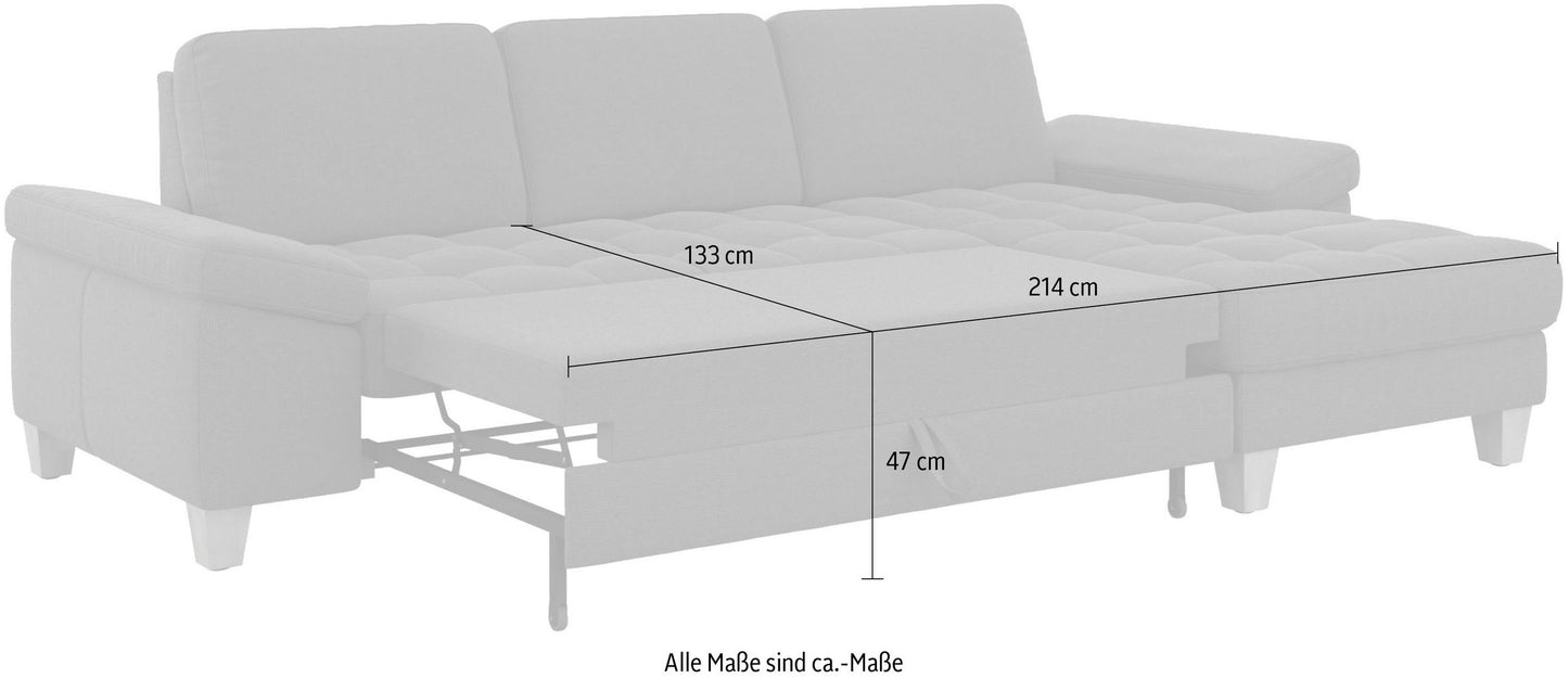 Ecksofa Braun mit Schlaffunktion, Bettkasten, Federkern und Sitztiefenverstellung in Microfaser Lederoptik, Couch Westham jetzt reduziert im Angebot kaufen.