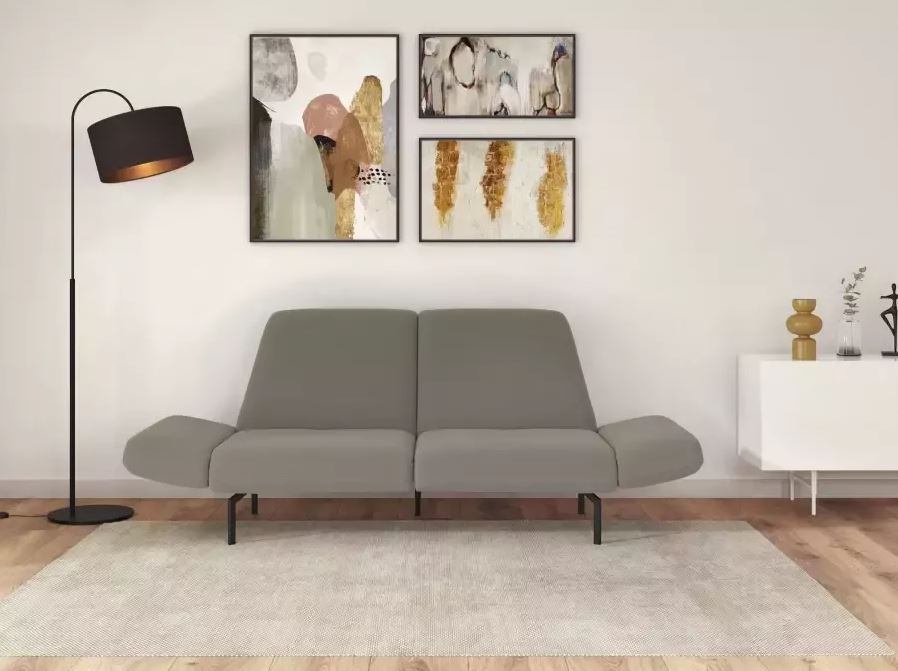 Sofa Coach Avellino dunkelbeige, braun Rückenverstellung, Armteilverstellung im Skandi Design reduziert online kaufen.