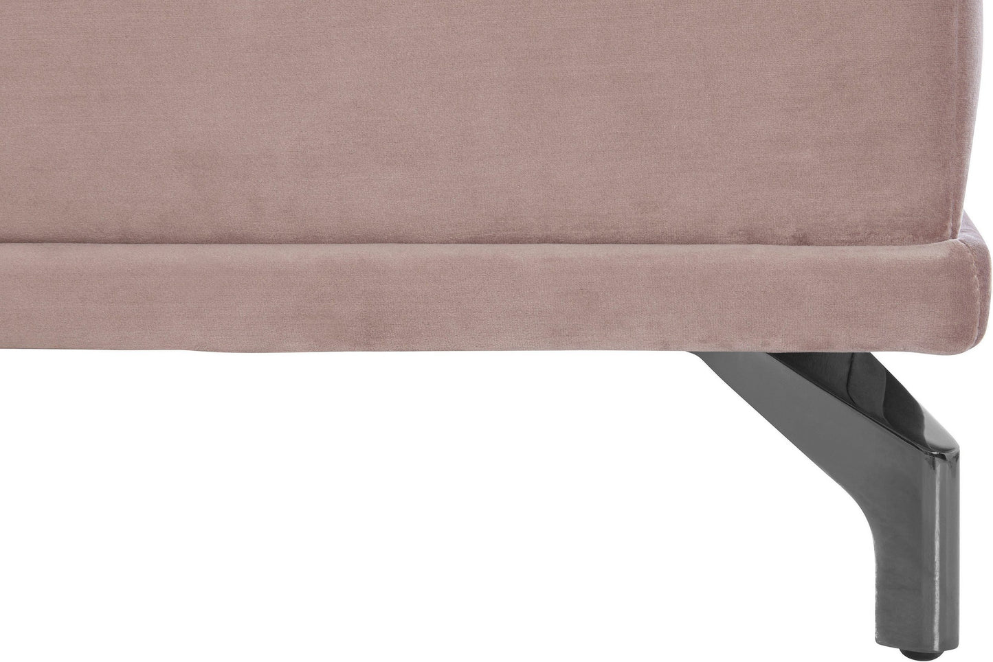Wohnlandschaft Samt Beige mit Schlaffunktion, Bettkasten, Federkern und Sitztiefenverstellung im Skandi Design mit filgranen Füßen, SofalandschaftCostello.