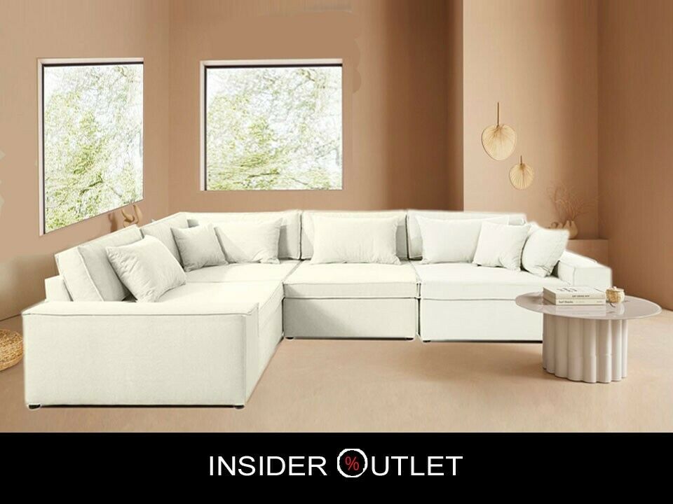 Ecksofa Joreen OTL 360x260 cm Baumwollmix Creme Weiß LeGer Beige B-Ware