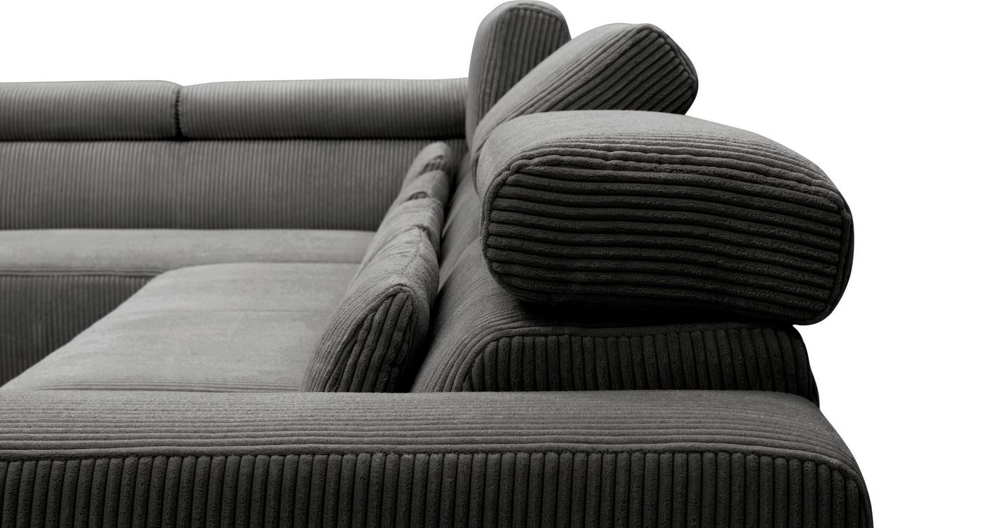 Wohnlandschaft Cord Grau U-Form Cordsofa 359x228 cm B-Ware