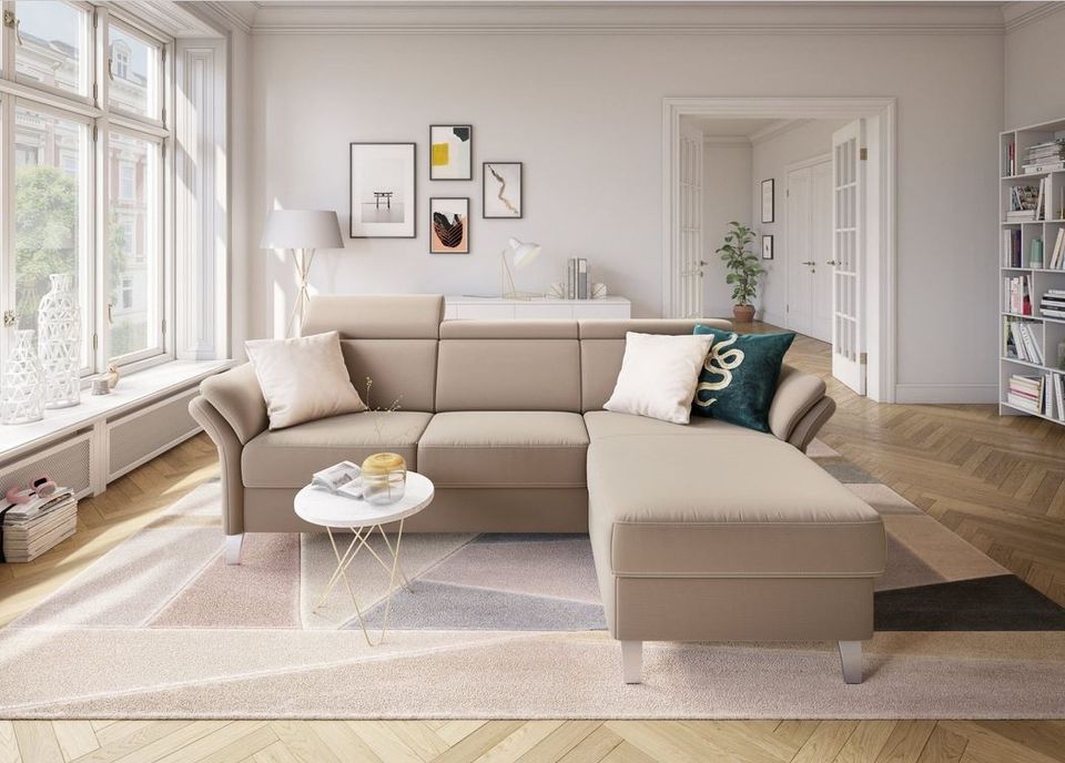 Ecksofa ★ 252x165cm Beige Schlaffunktion Bettkasten Federkern B-Ware